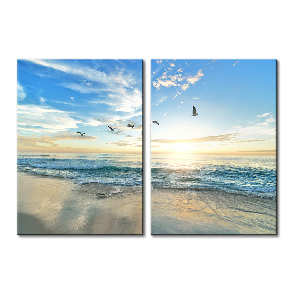 Coastal Beach Sunrise Wall Art