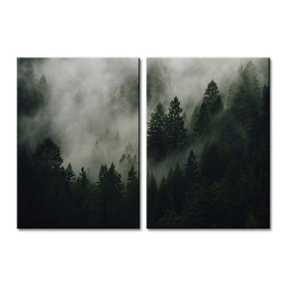 Pine Tree Misty Mountain Wall Art