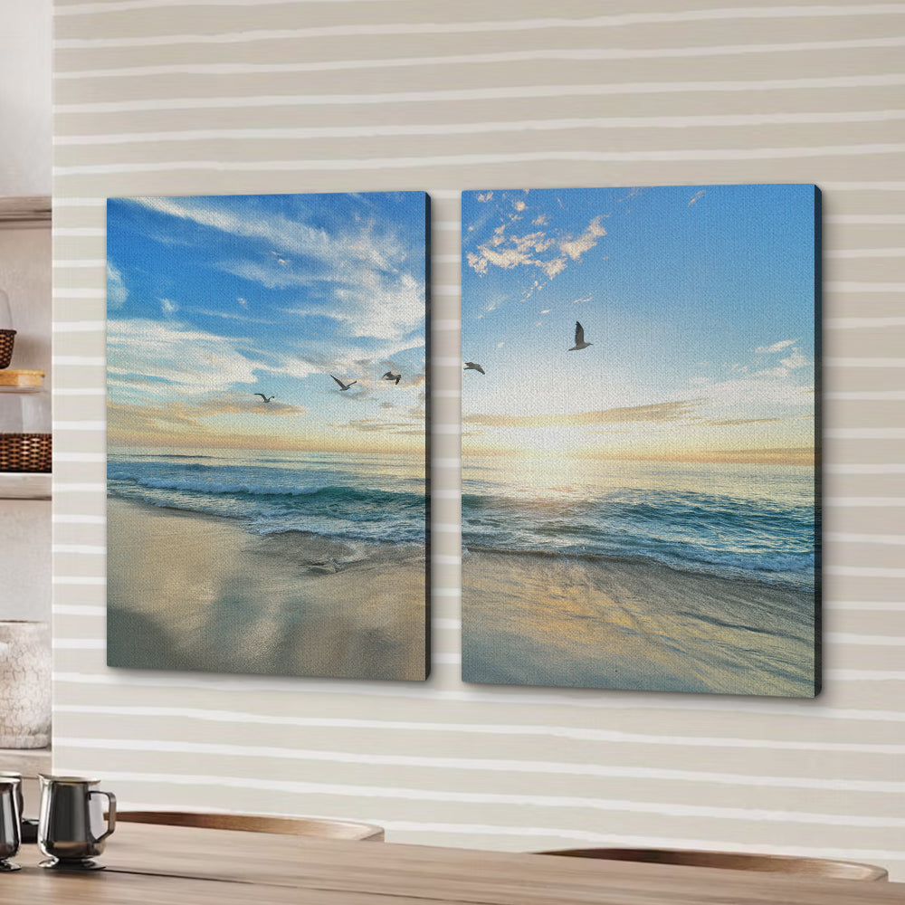 Coastal Beach Sunrise Wall Art