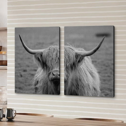 Black White Highland Cow Wall Art