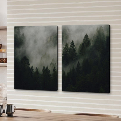 Pine Tree Misty Mountain Wall Art