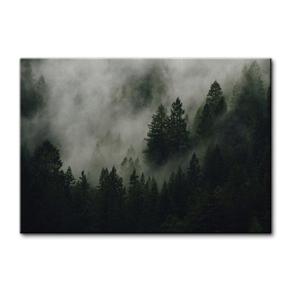 Pine Tree Misty Mountain Wall Art