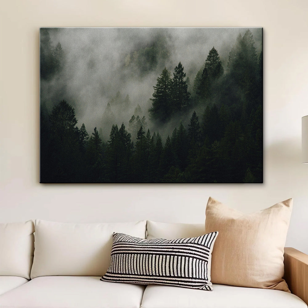 Pine Tree Misty Mountain Wall Art