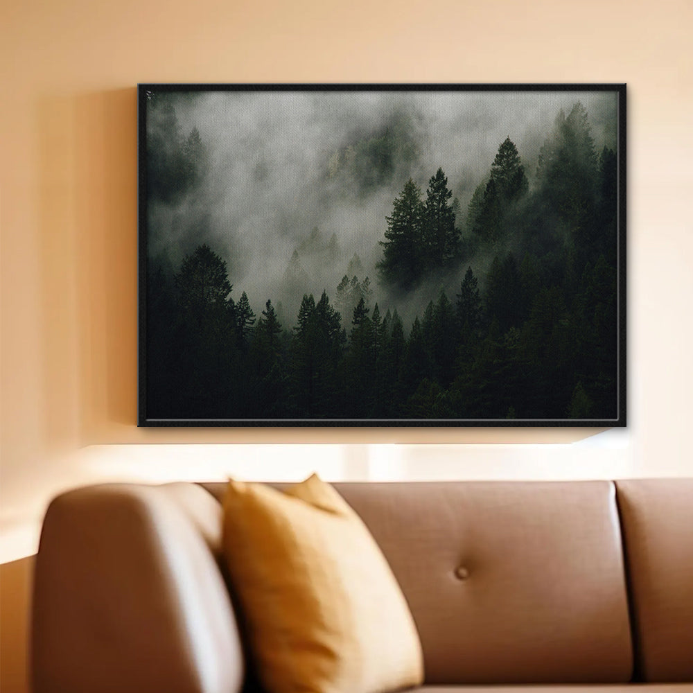 Pine Tree Misty Mountain Wall Art