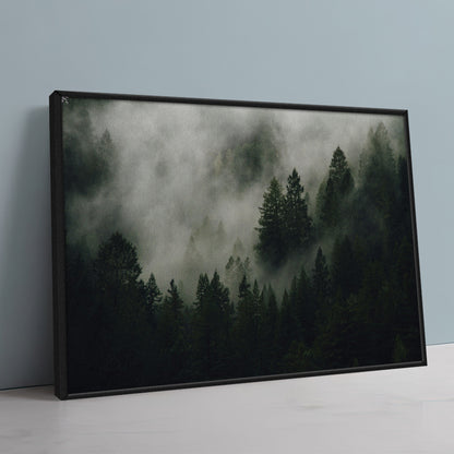 Pine Tree Misty Mountain Wall Art