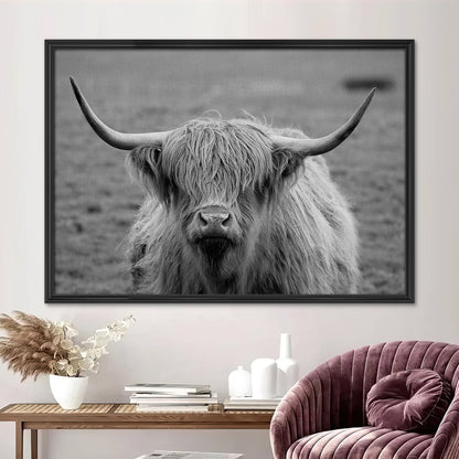 Black White Highland Cow Wall Art