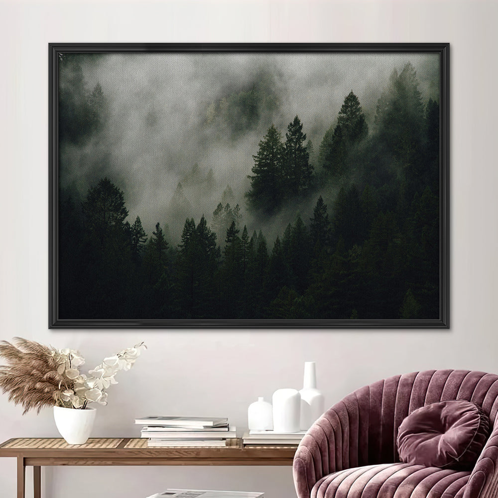 Pine Tree Misty Mountain Wall Art