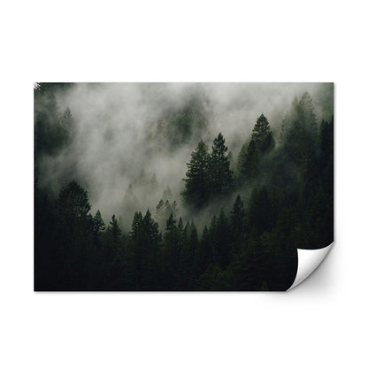 Pine Tree Misty Mountain Wall Art