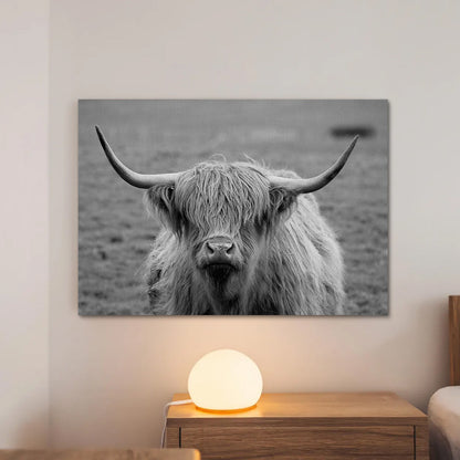 Black White Highland Cow Wall Art