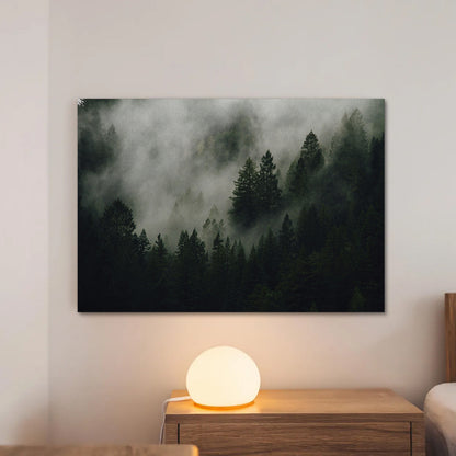 Pine Tree Misty Mountain Wall Art